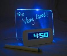 Kekuatan Luar Biasa Terbaru Seksi Produk LED Bercahaya Pesan Babi Hutan Malam Ringan + Pulpen Digital Alarm Jam Dinding dengan Kalender (Tanpa daya) -Putih-Gaya Biru Terang-Internasional