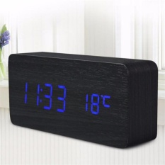 Wooden LED Alarm Clock with Old Style Temperature Sounds ControlCalendar LED Display Electronic Desktop Digital Table Clocks - intl