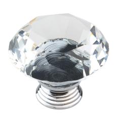 Xiteng 40mm Diameter Crystal Glass Diamond Bentuk Gagang Kenop Kabinet Lemari Laci, Clear dan Silver-Intl
