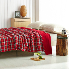 Ya Xian Katun Satu Sisi Kotak-kotak Selimut AC Blanket