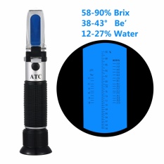 Yieryi Portable Refraktrometer Madu Penguji Peternakan Lebah Lebah 58-90% Brix/38-43 Be' (Baume) /12-27% Air Rentang Tri Skala Pengukuran-Intl