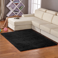 Yika Anti-Skid Shaggy Ruang Makan Kamar Tidur Fluffy Rugs Karpet Tikar 80 Cm * 120 Cm (Hitam)