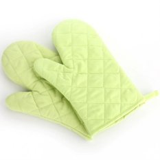 YOCHO 1 Pcs Desain Cek Cotton Heat Resistant Glove Baking Oven Mitt (Hijau)-Intl