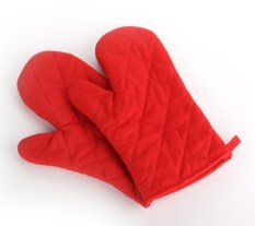YOCHO 1 Pcs Desain Cek Cotton Heat Resistant Glove Baking Oven Mitt (Merah)-Intl
