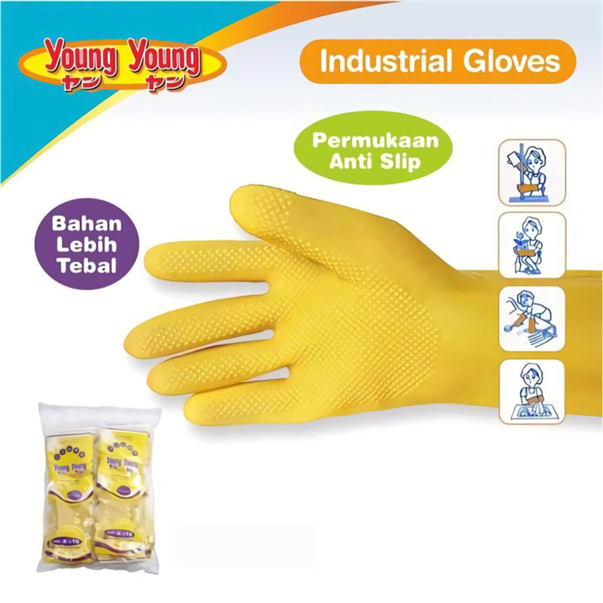 YOUNG YOUNG Latex Gloves IL SARUNG TANGAN ALLSIZE Karet Rubber - Kuning