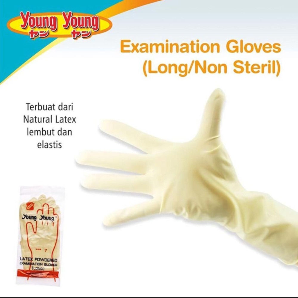 YOUNG YOUNG Sarung Tangan IL LATEX EXAMINATION GLOVES 7 Steril Dokter Suster - Putih