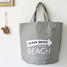 Zakka Penyimpanan Keranjang Cucian Beach Tote Bag Portable Dry Cleaners Keranjang Cucian Cotton Linen Basket Outdoor Garden Keranjang Piknik (grey) -Intl