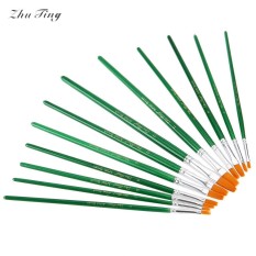 ZhuTing 12 Pcs Nylon Wol Akrilik Bahkan Menggambar Brush Pen Liner Lukisan Nail Art Alat-Internasional