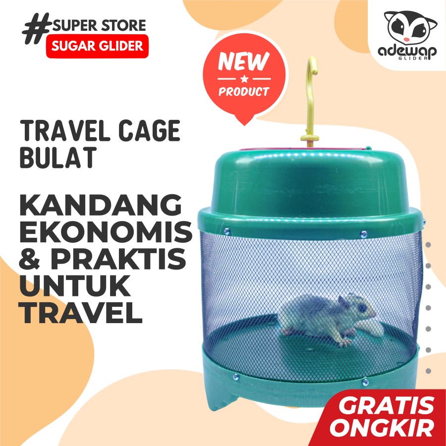 Travel Cage Bulat Tempat Bawa Sugar Glider Tupai Hamster Tempat