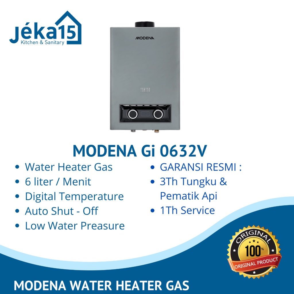 MODENA GI 0632 V Water Heater Gas 6 Liter/Menit | Lazada Indonesia