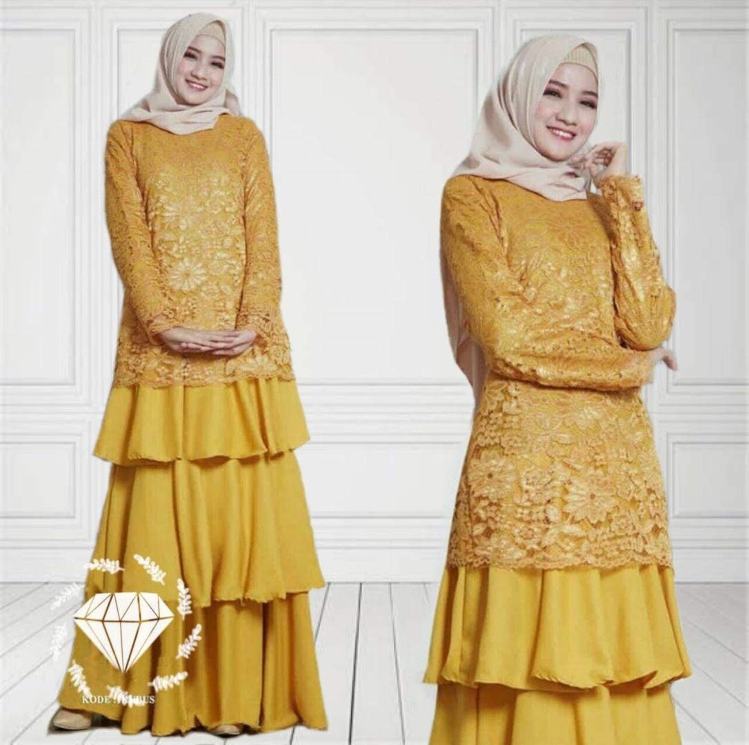 T-OS Gamis Maxi Aysila Susun Brukat Velvet