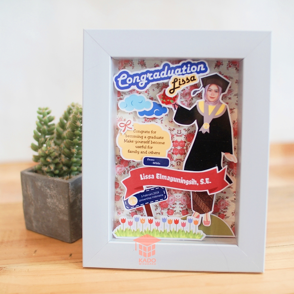 Kado Wisuda Scrapframe Foto 3D Size A5 Graduation UI Sarjana Ekonomi
