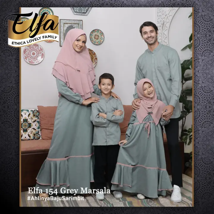 Sarimbit Keluarga Ethica Elfa 154 Grey Marsala Lazada Indonesia