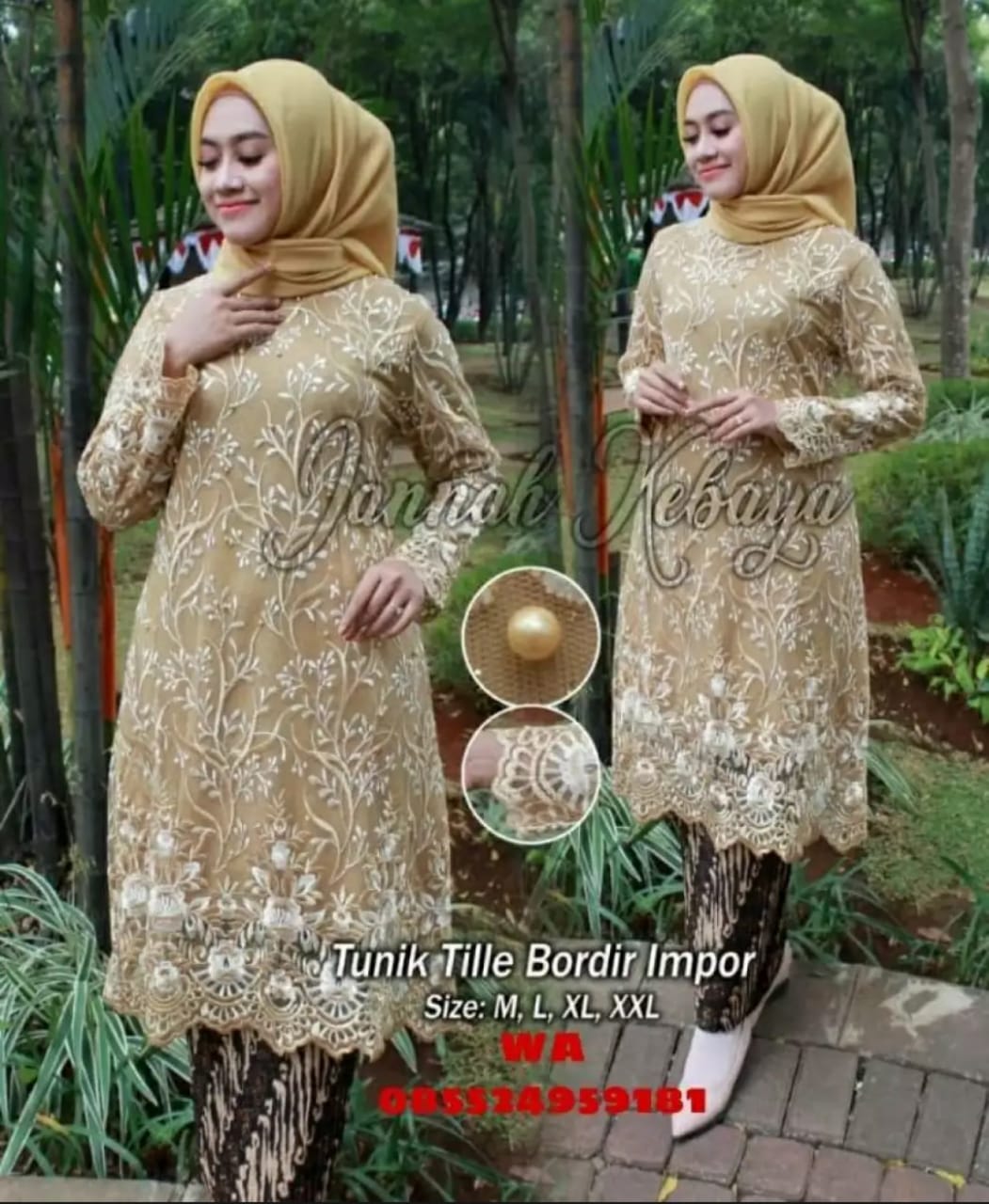 (COD) HARGA PROMO SET KEBAYA TUNIK BROKAT TILE 2024 FREE MASKER ...