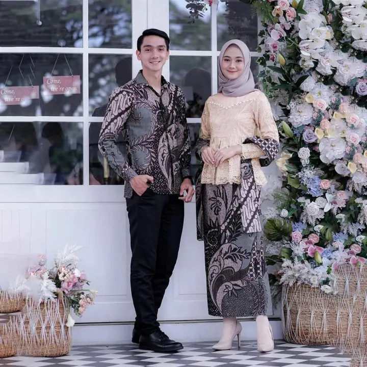 Baju Couple Adiva Kemeja Kebaya Batik Set Cocok Untuk Acara Kondangan Fashion Pria Wanita Kekinian Couple Edition Bisa Jumbo Lazada Indonesia