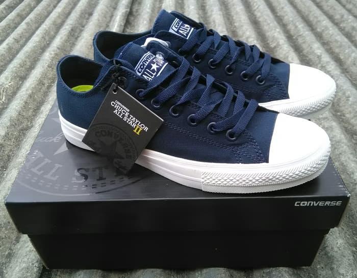 Sepatu Converse18 All Star Sneackers Cassic Chuck Taylor Fashion Skull Bones Navy Blue High Original Premium Biru