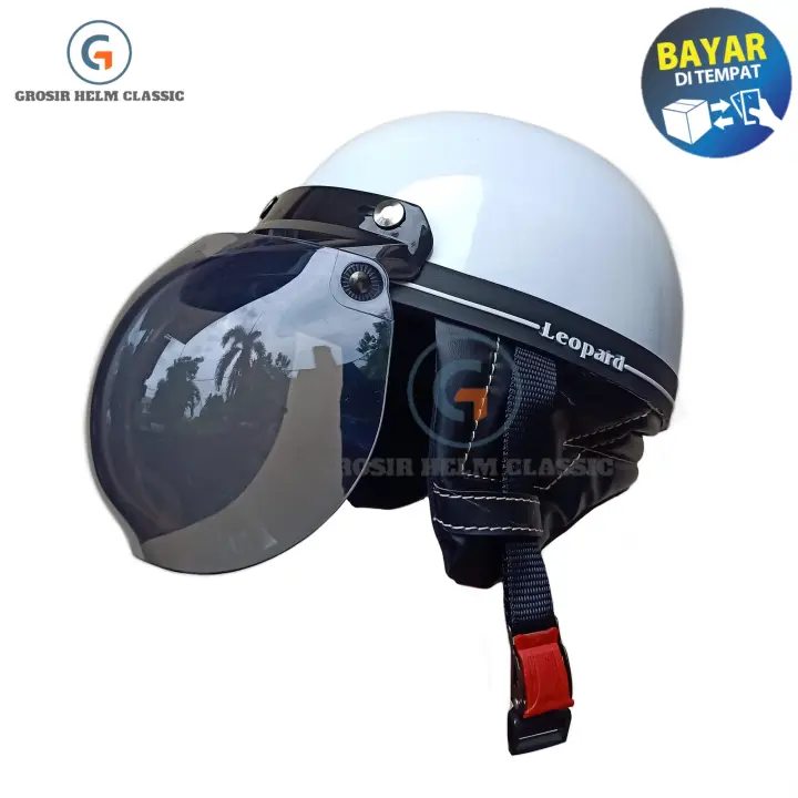Helm Retro Leopard Putih Milenial Kaca Cembung Helm Retro Chips Helm Bogo Chips Helm Club Classic Helm Termurah Helm Retro Klasik Lazada Indonesia