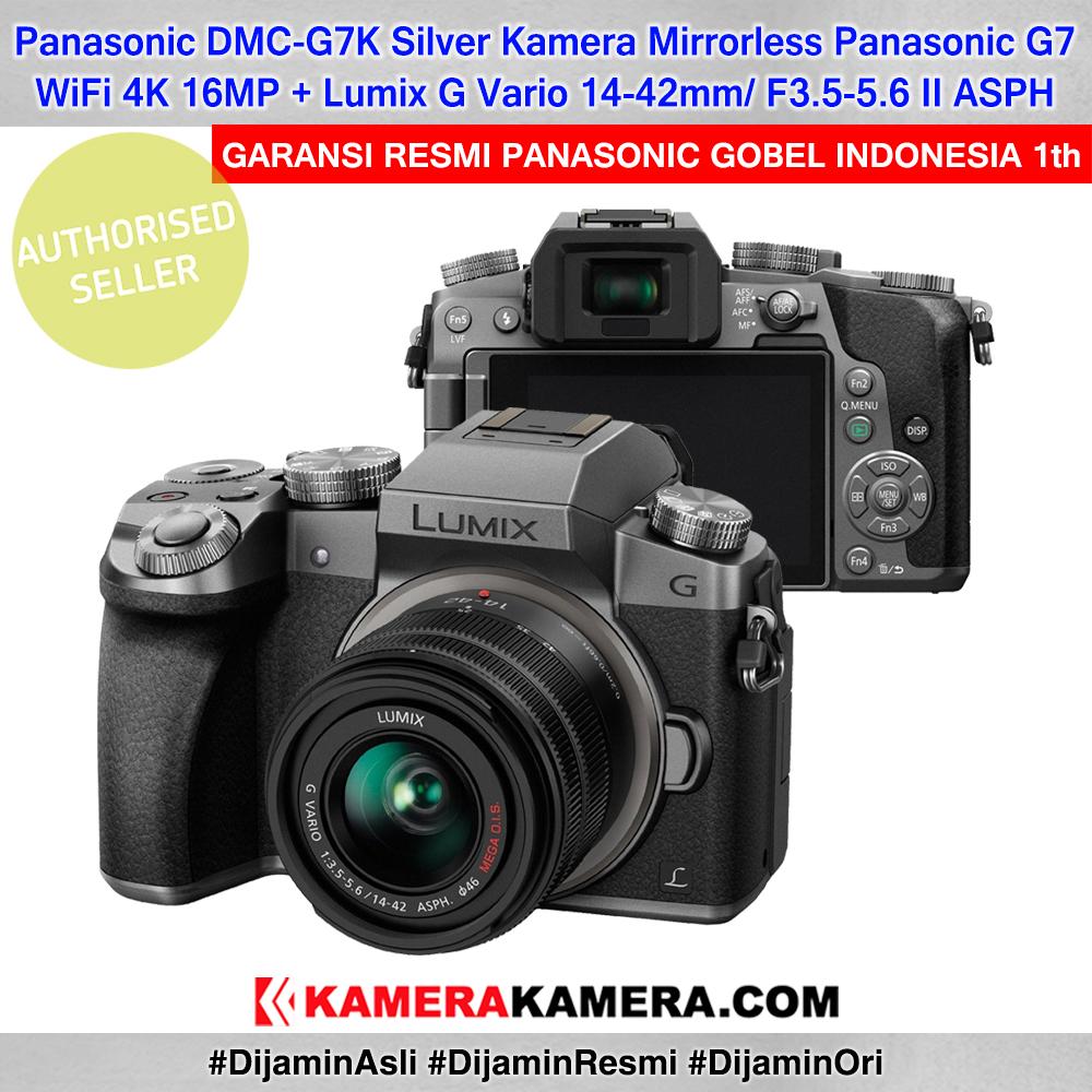 Panasonic DMC-G7K Kamera Mirrorless Panasonic G7 Silver WiFi 4K 16MP Lumix G Vario 14-42mm/ F3.5-5.6 II ASPH Lens - Garansi Resmi Panasonic Gobel Indonesia 1th