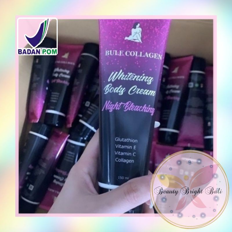 NIGHT BLEACHING BULE COLLAGEN BPOM️ WHITENING BODY CREAM Xioxio