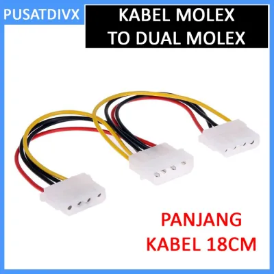 Kabel Power Molex 4pin male to Dual 2 Molex 4pin Female Extension