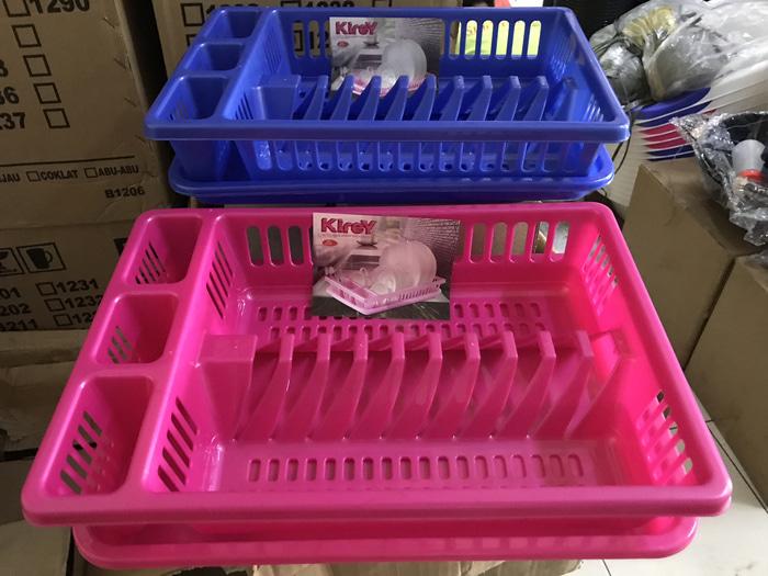 Rak Piring Dengan Nampan Rak Piring Plastik Susun 1 + Nampan