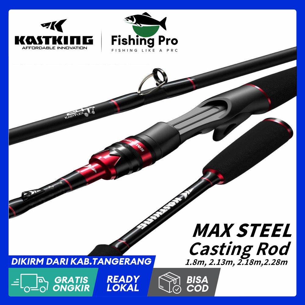 [100% ASLI] KastKing Max Steel Bait Casting&Spinning Rod Joran Pancing ...