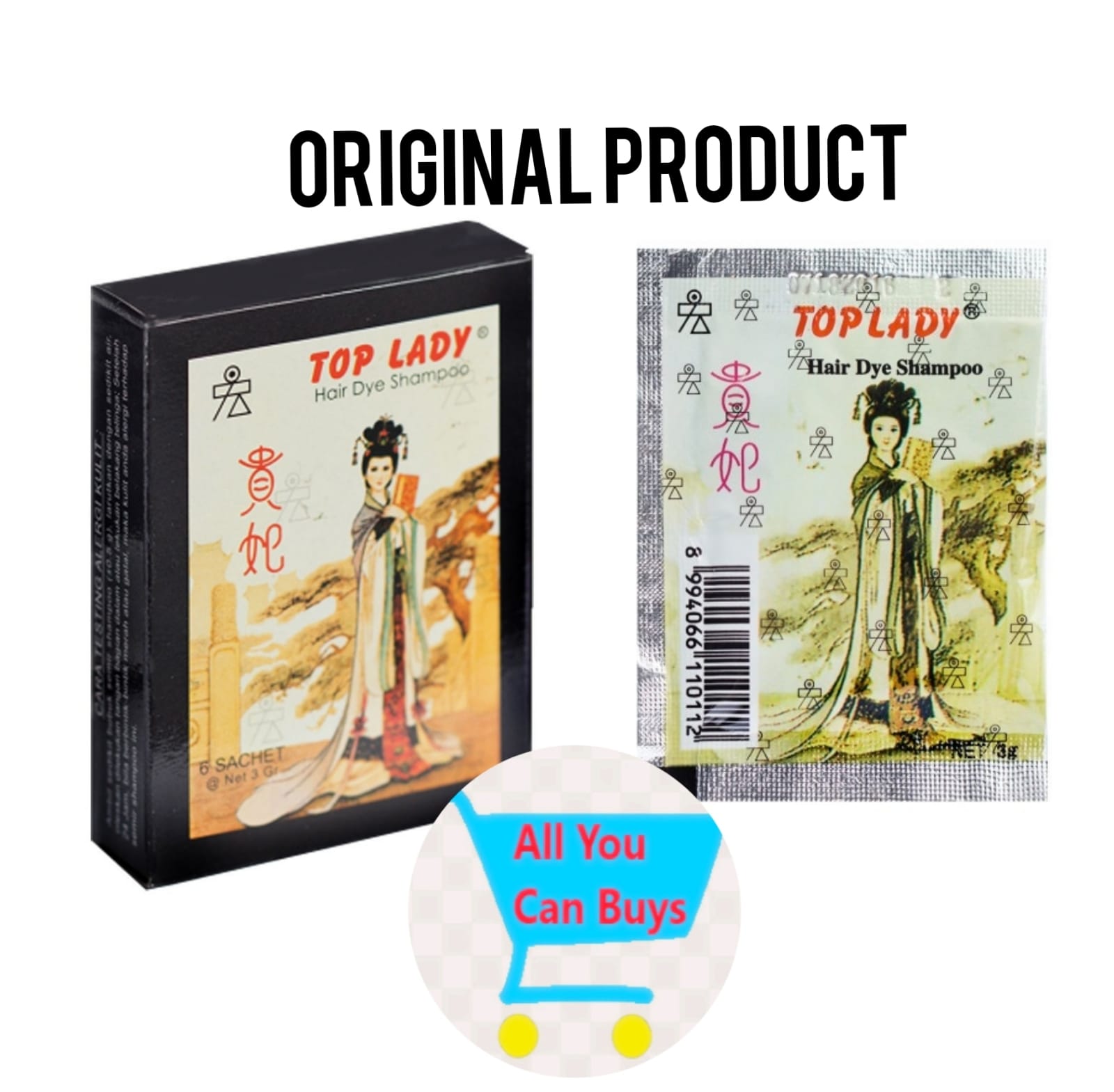 TOP LADY HAIR DYE SHAMPO SACHET / SEMIR RAMBUT BUBUK PERWARNA RAMBUT ...