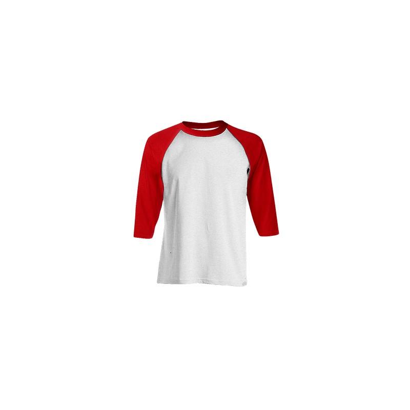 Kaos Polos Raglan Combed 20s Putih Merah
