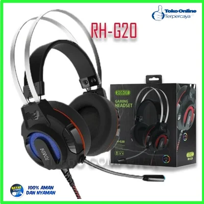 Headset Game Headphone Gaming ROBOT Wired Headset with 7 Colour LED Light - Garansi Resmi 1 Tahun - RH-G20 Acc Plus Headset Gaming Super Bass