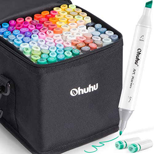 Ohuhu Alcohol Based Markers, Double Tipped Art Marker Set, Fine