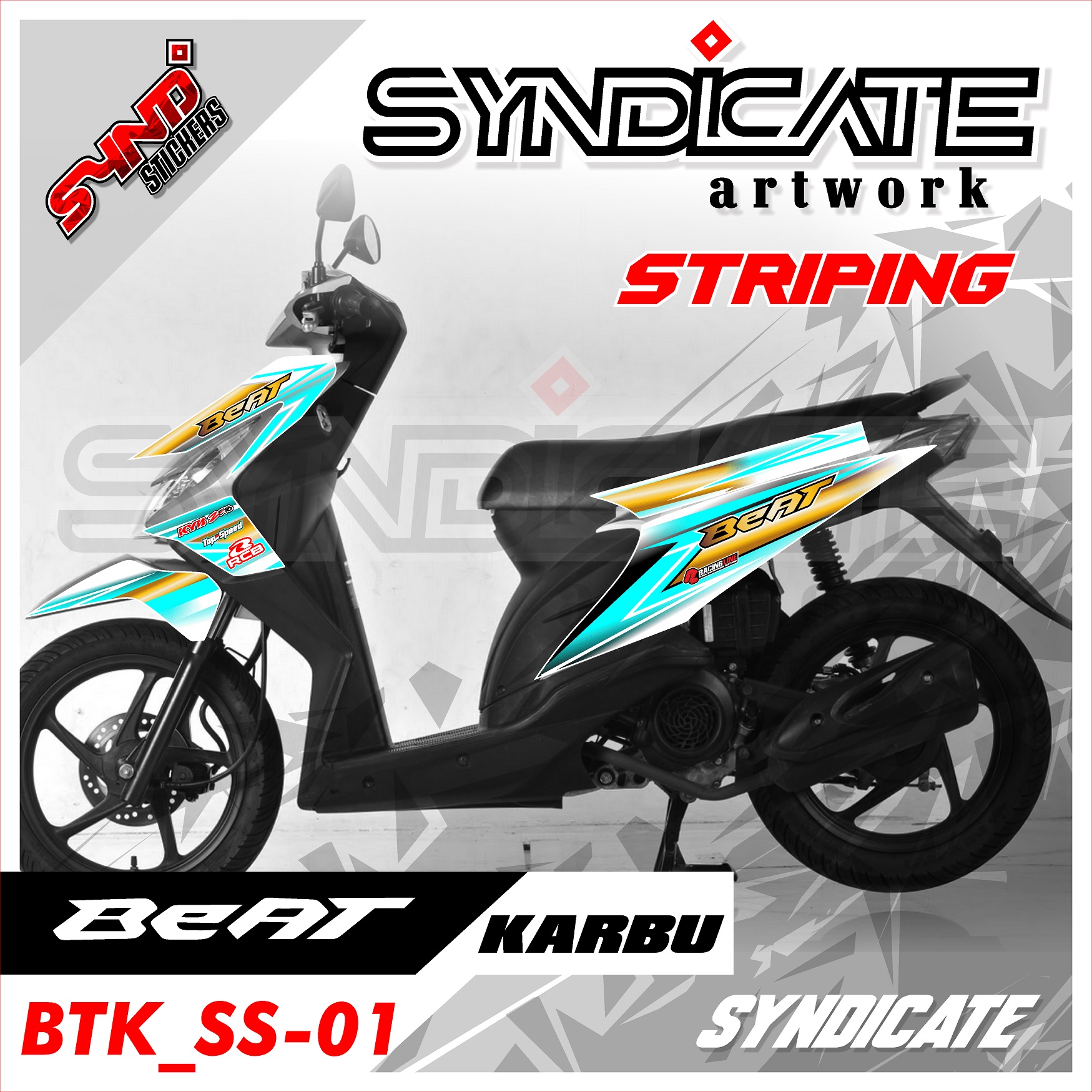 Striping Variasi Motor Honda Beat Karbu Motif Racing Gold Kode BTK SS 01 Lazada Indonesia