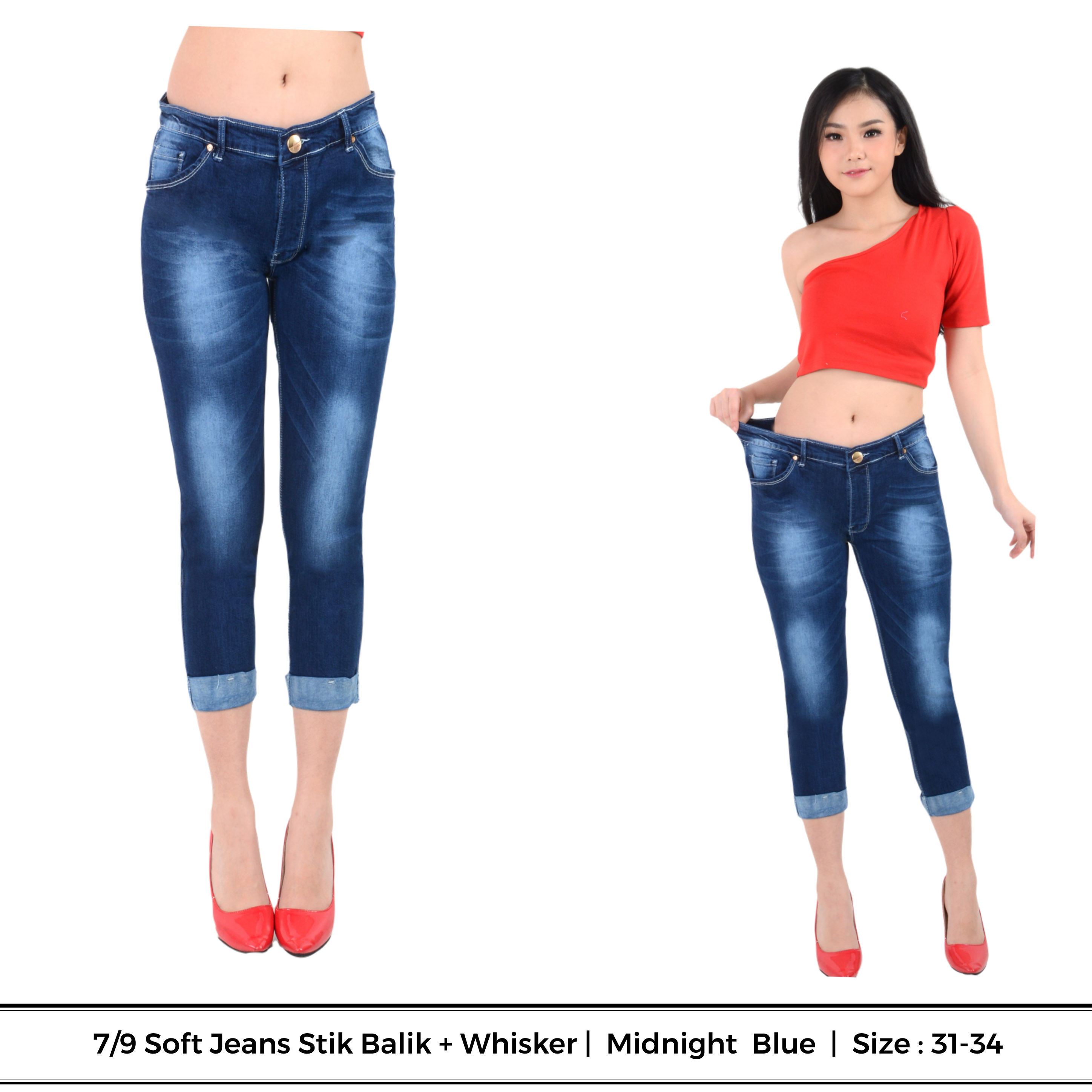 Jeans Wanita Stik Balik Whisker Jumbo 