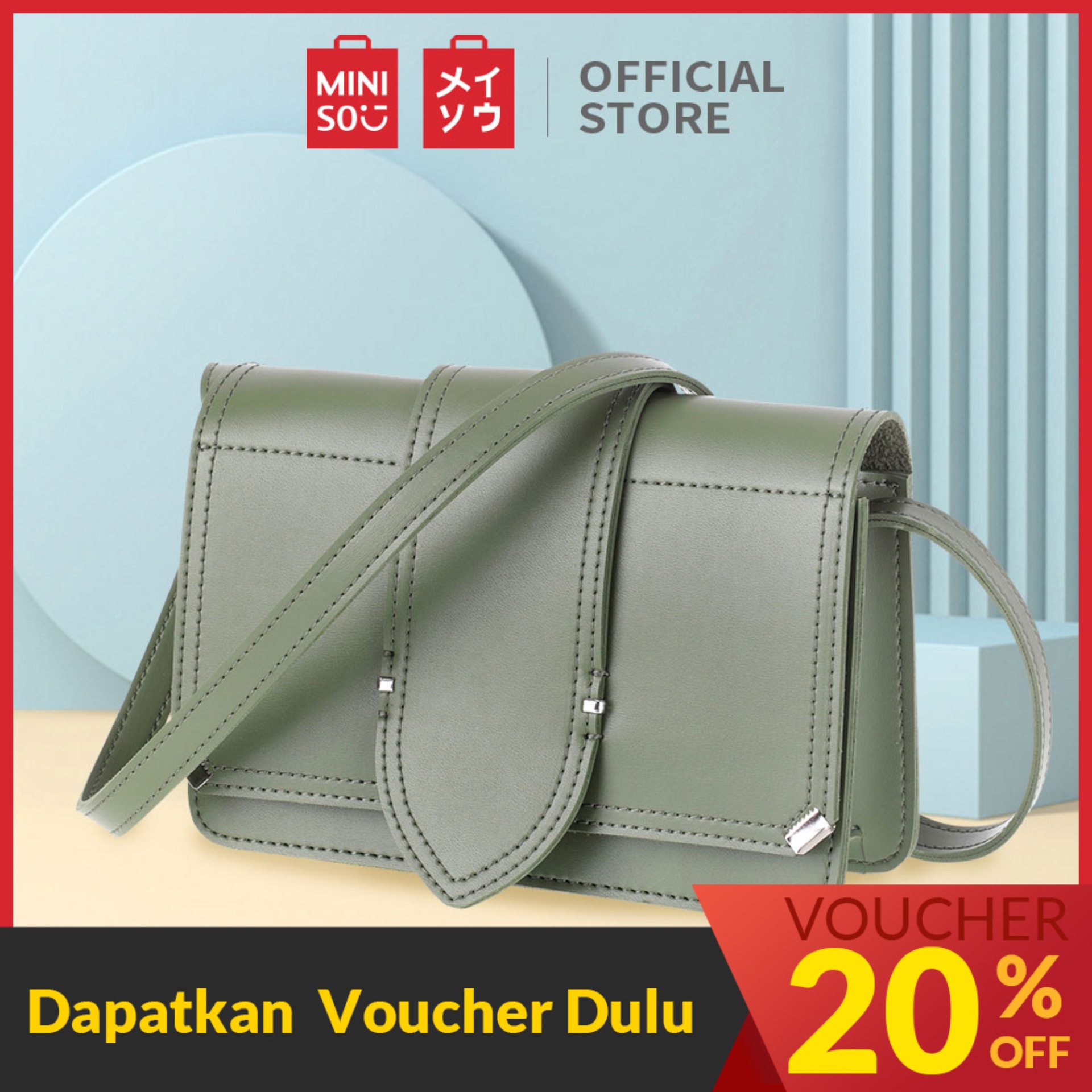 MINISO Tas Bahu Wanita Tas Selempang Crossbody Sling Bag Square Single Shoulder Terbaru, Tas Selempang Wanita Cewek Jinjing Bahu, Tas Selempang Wanita
