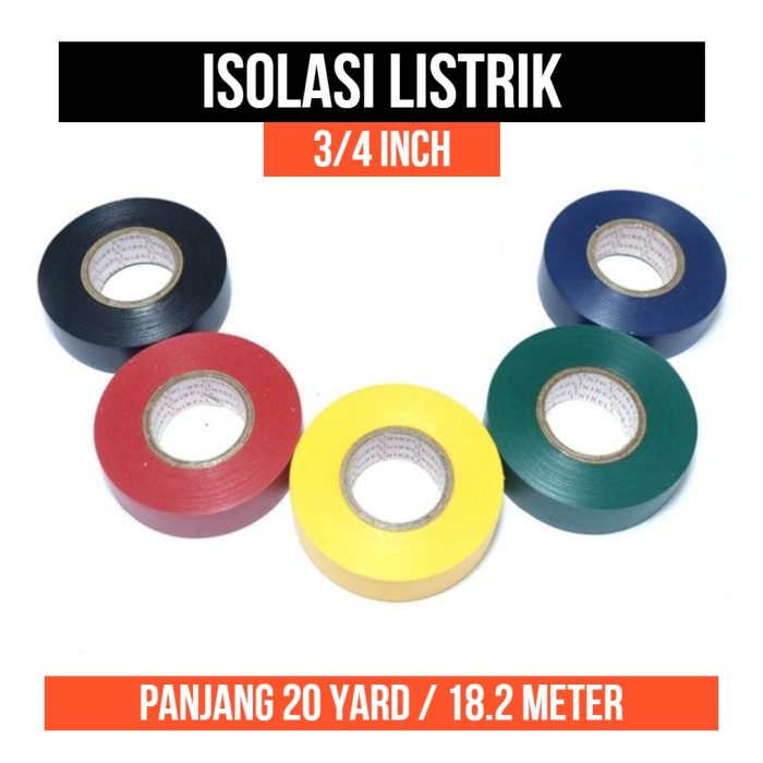 Isolasi Kabel Listrik Solasi Lakban Solatip 3/4 inch 20 yard 18m Meter ...