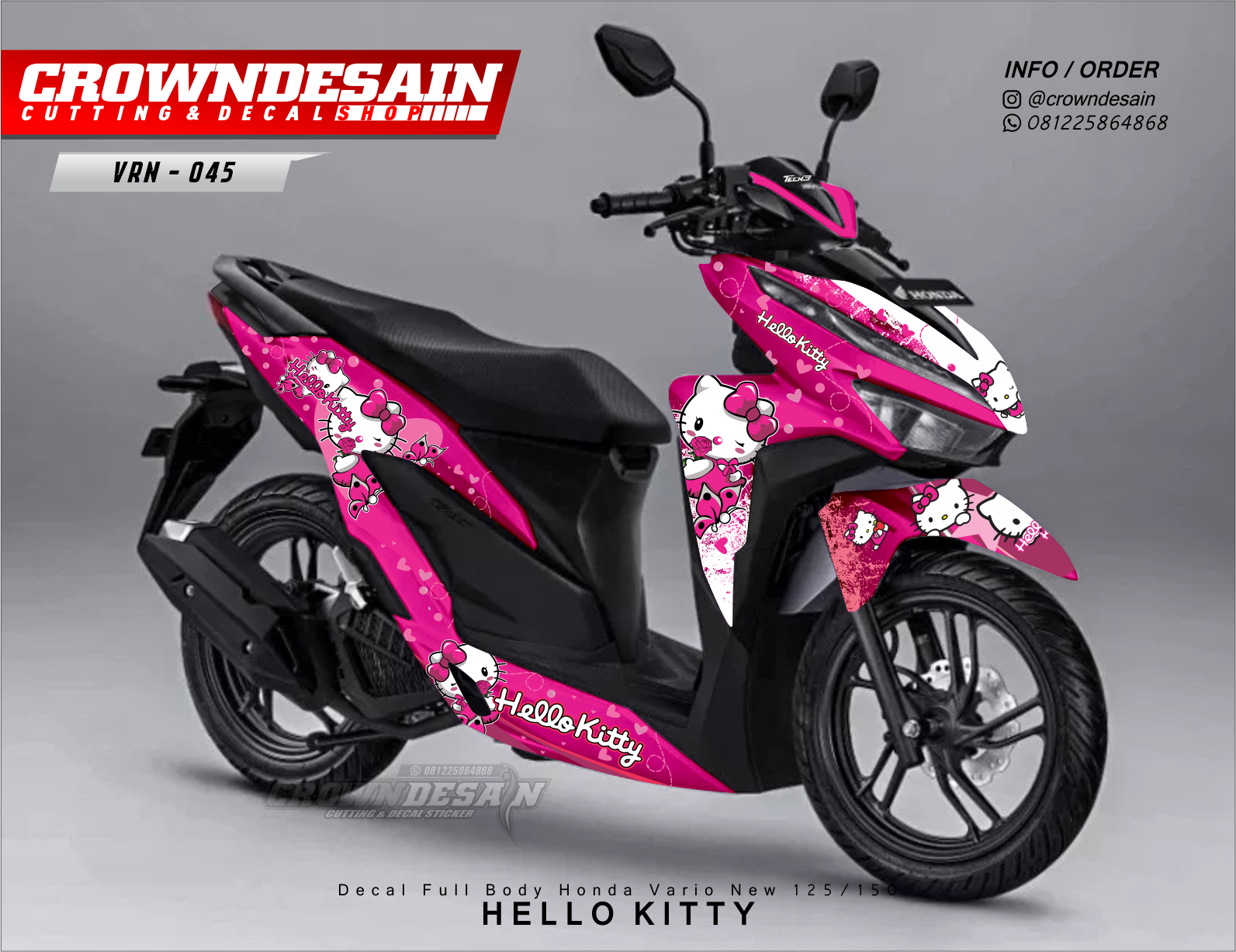 Sticker Decal Vario New 2018 Fullbody Pink HELLO KITTY Aksesoris