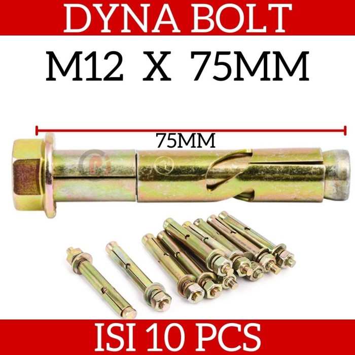 Isi 10 Pcs Baut Tanam Tembok Dynabolt Dyna Bolt 12 X 75 Mm M12 X 75mm Lazada Indonesia