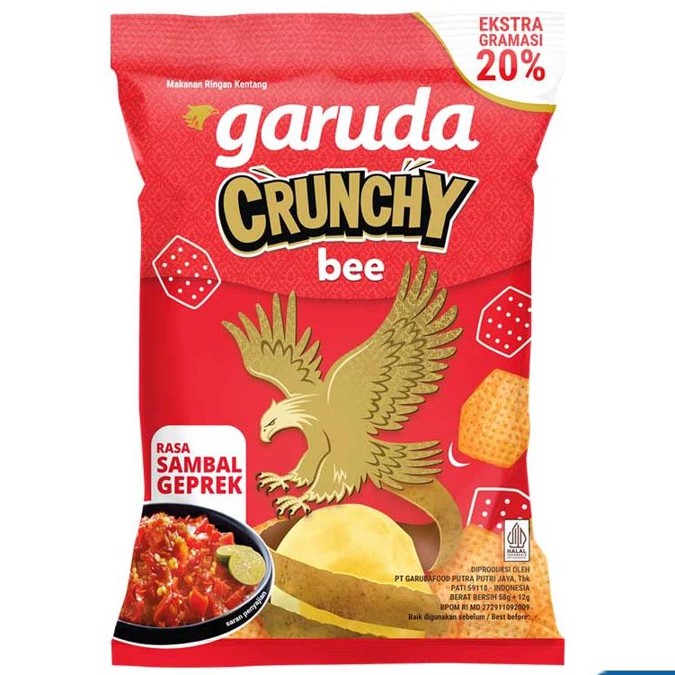 GARUDA Snack Potato Crunchy Bee Sambal Geprek Pack 58gr | Lazada Indonesia