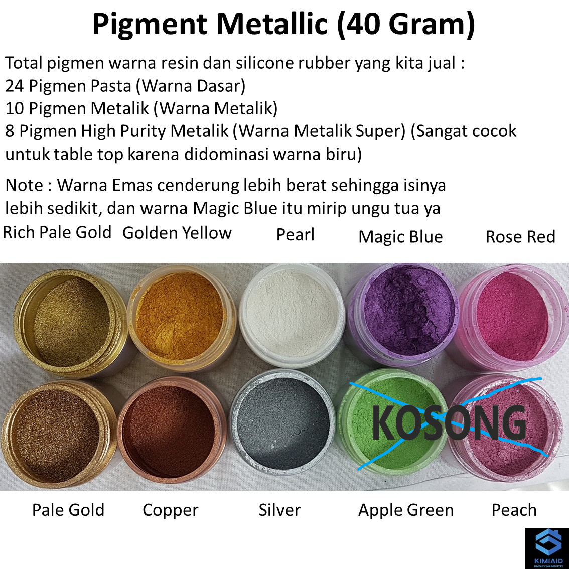 Metallic Powder 40 Gr Cat Resin Pewarna Resin Pigmen Bubuk