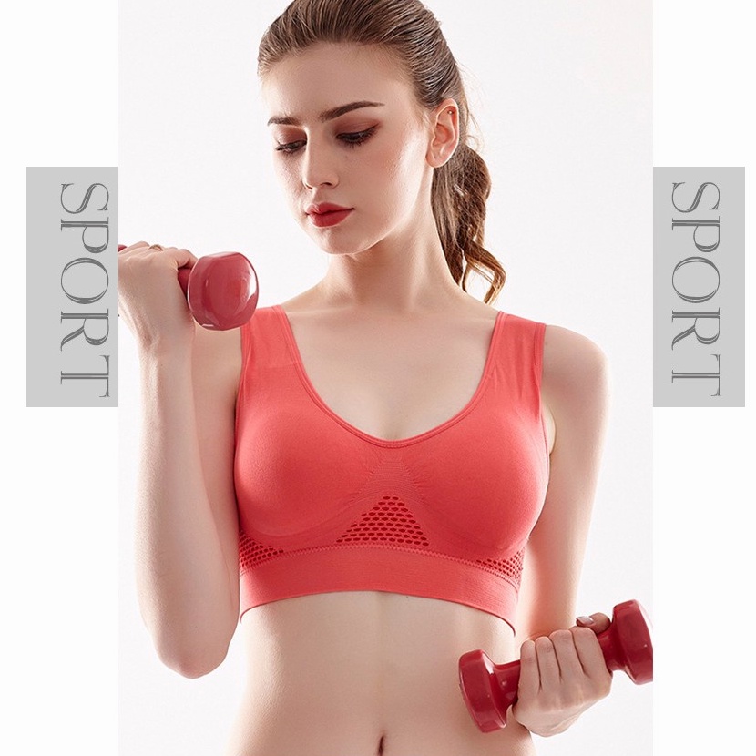 Bra Sport Wanita Jumbo BH Sport Bra tanpa Kawat Bra Olahraga Hollow