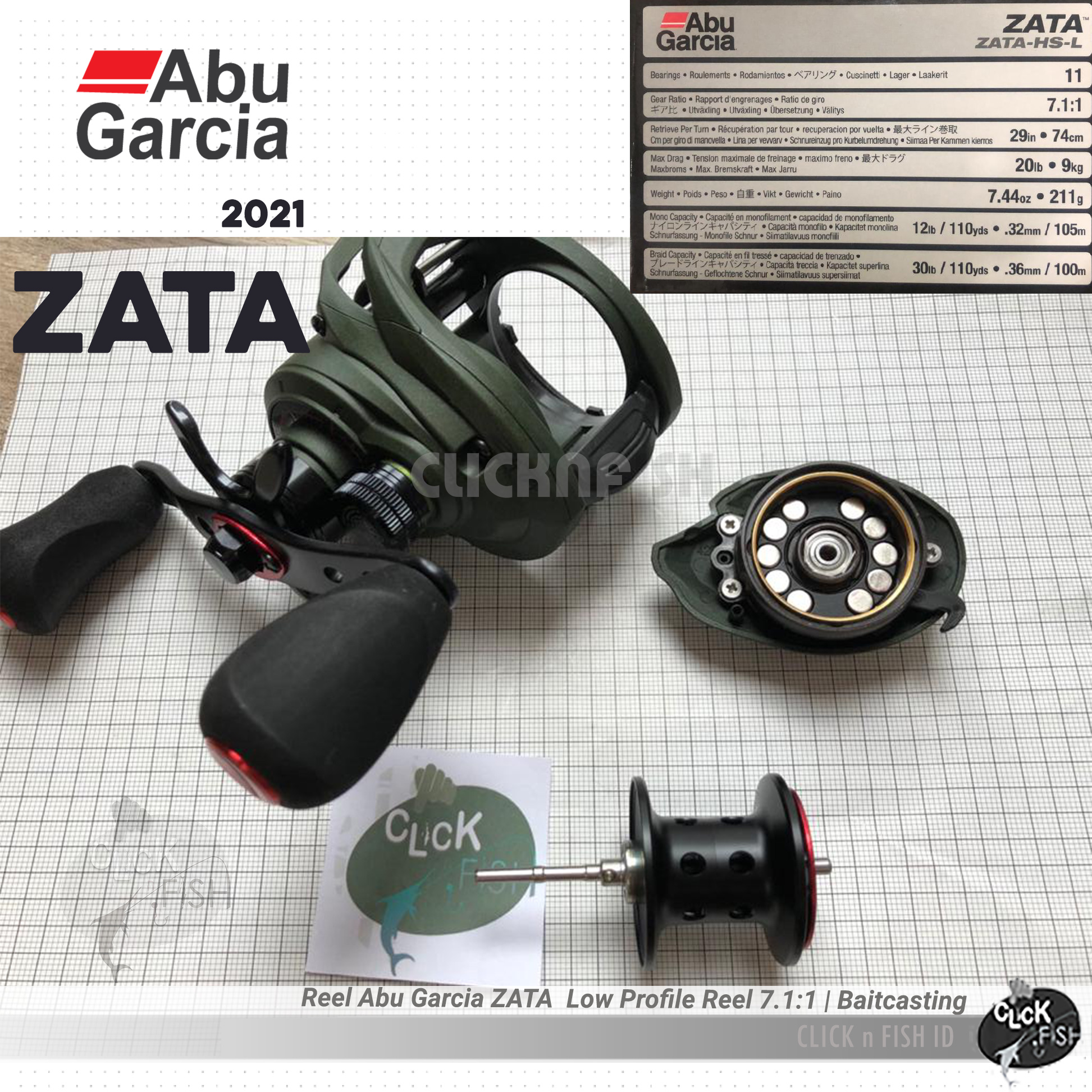 Jual New, Abu Garcia ZATA Low Profile Casting Reel 7.1:1 11BB- BC Reel  Terbaru Murah Berkualitas Terbaik