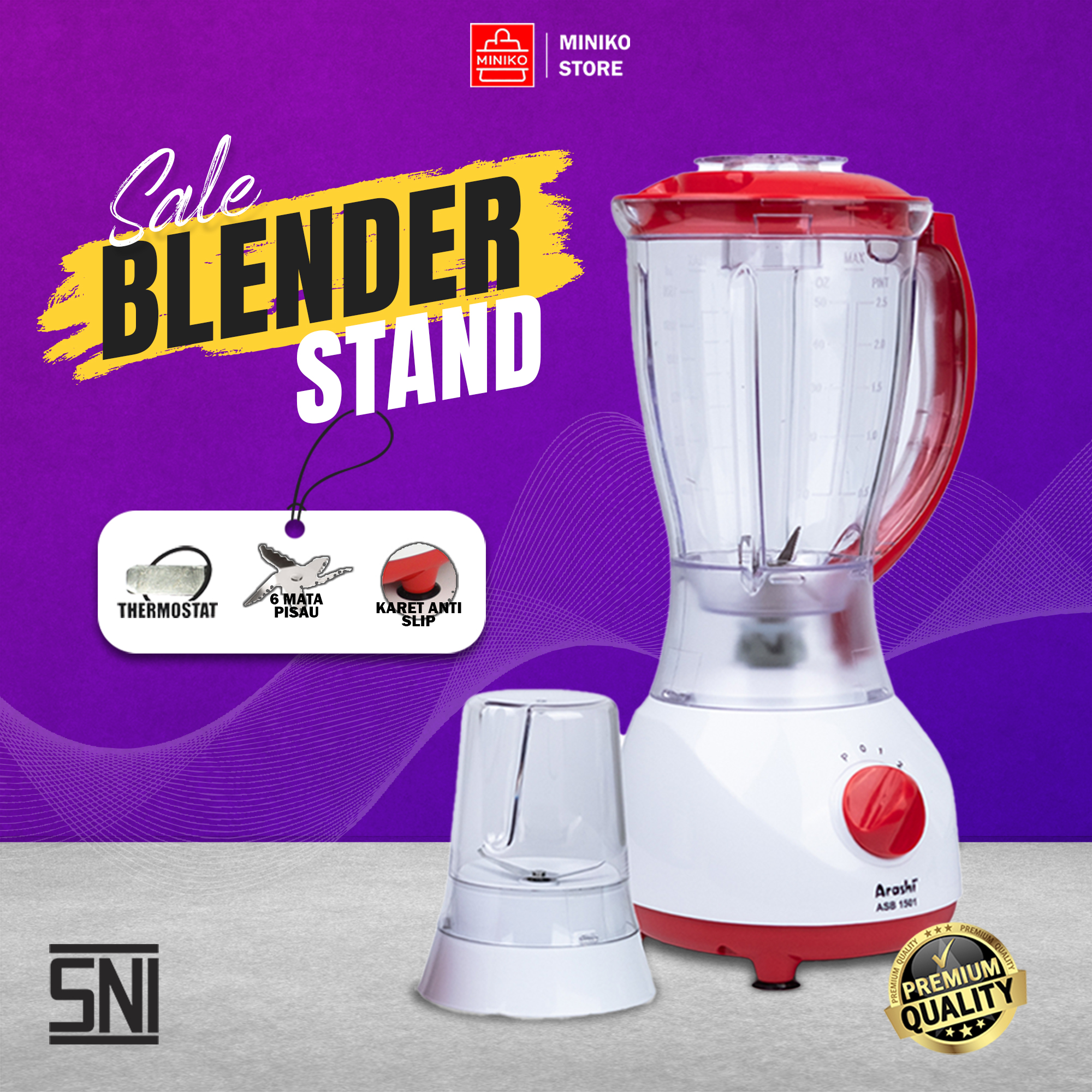 Arashi Blender Pelumat Daging Dan Bumbu ASB 1501 Blender Dengan 4Mata