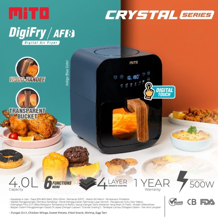 MITO Air Fryer Digifry Af8 Af8 Af 8 Crystal Series Lazada Indonesia