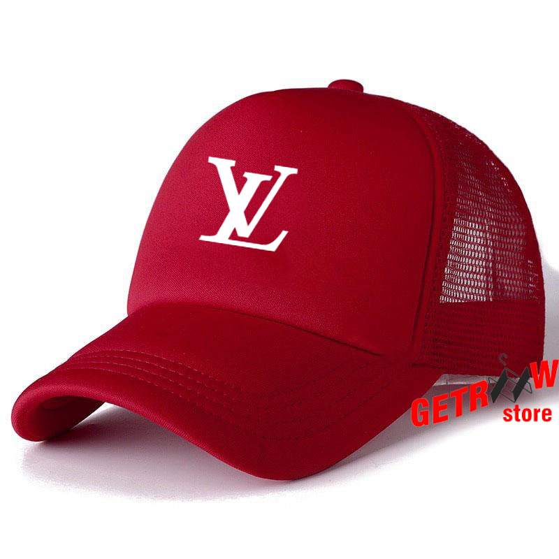 louis vuitton trucker hat red