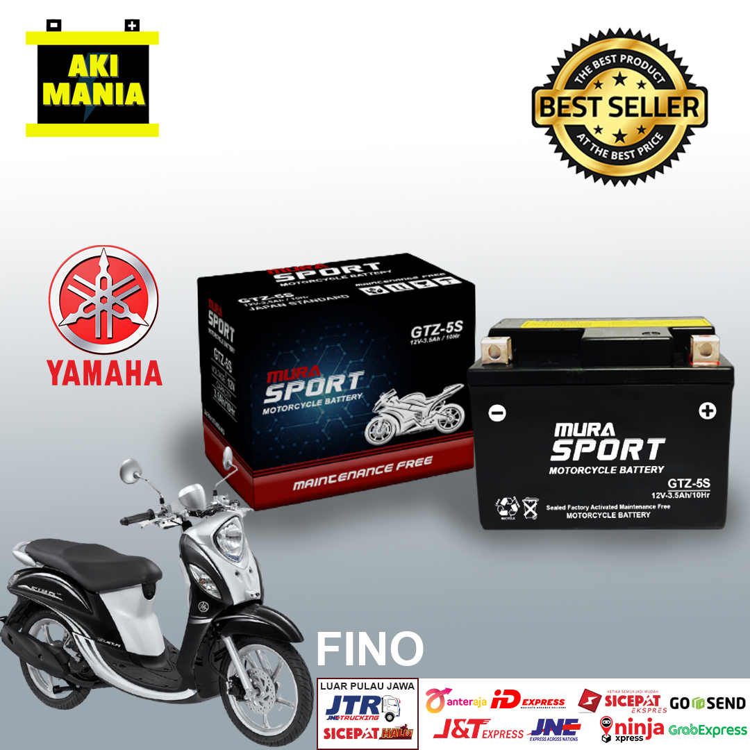 Aki motor yamaha fino GTZ5S aki kering murasport 12v 3,5ah | Lazada