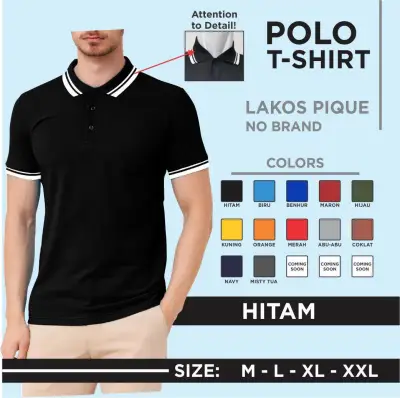 Kaos Kerah Pria // Kaos Polo Shirt // Kaos Polos Pria // Kerah List Seragam Polos // Polo T shirt M L XL XXL