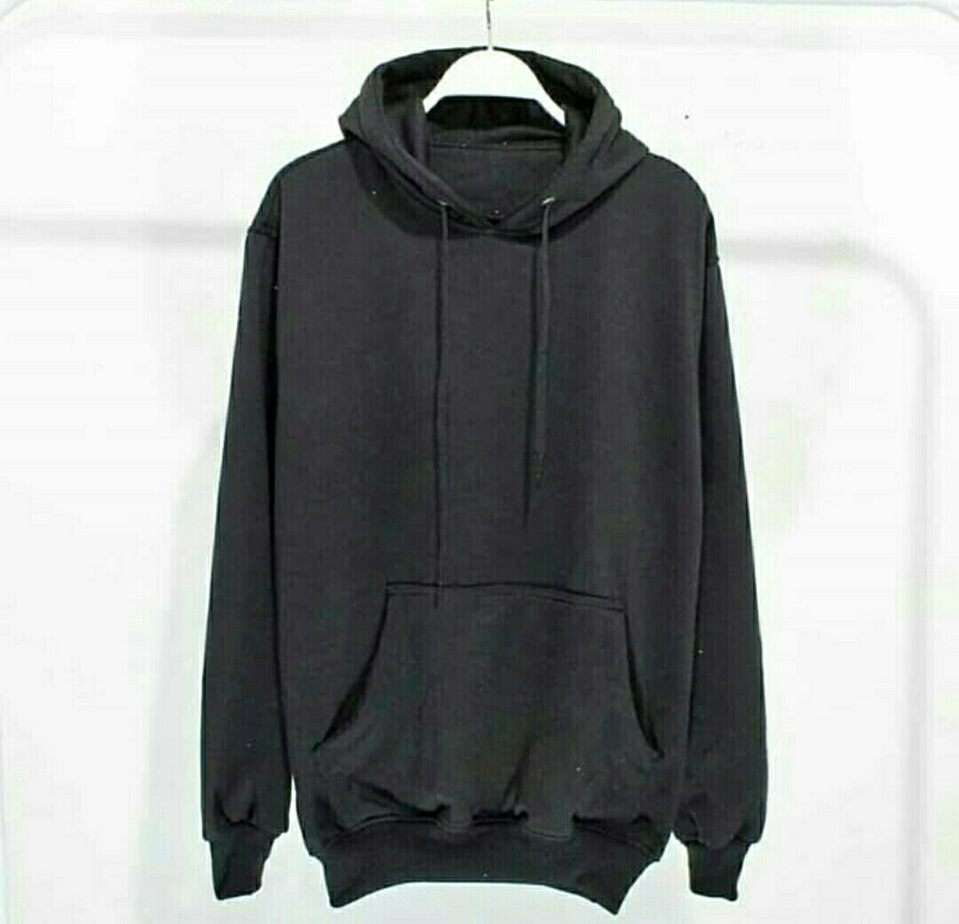 jaket Hoodie Polos Jumper pria hitam M 