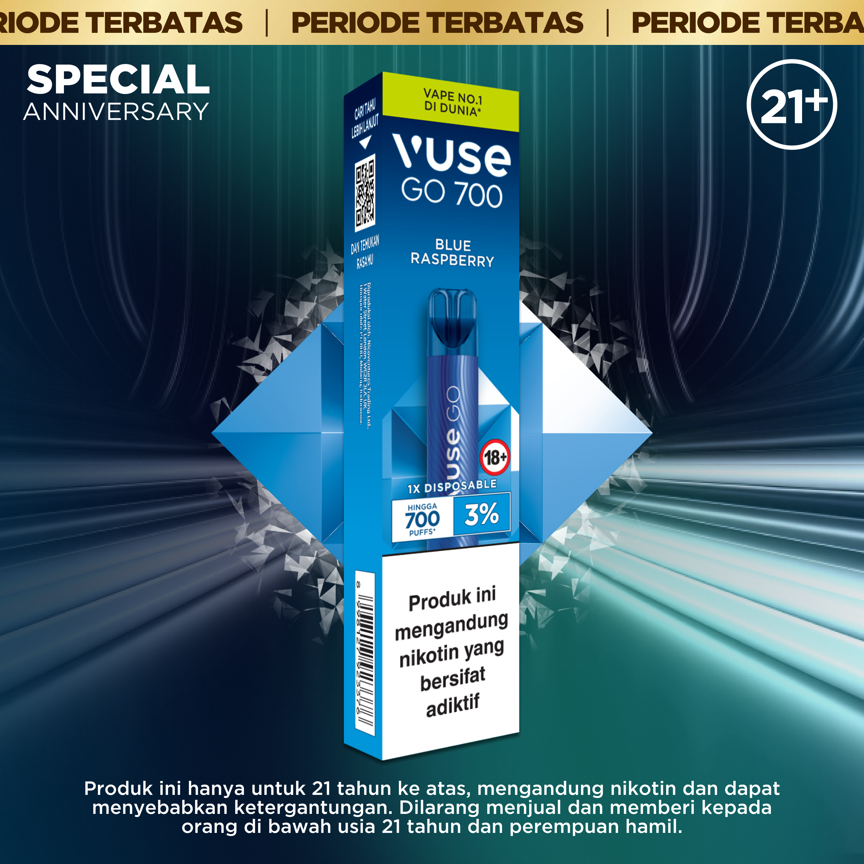 Vape VUSE GO 700 Blue Raspberry 3% | Lazada Indonesia