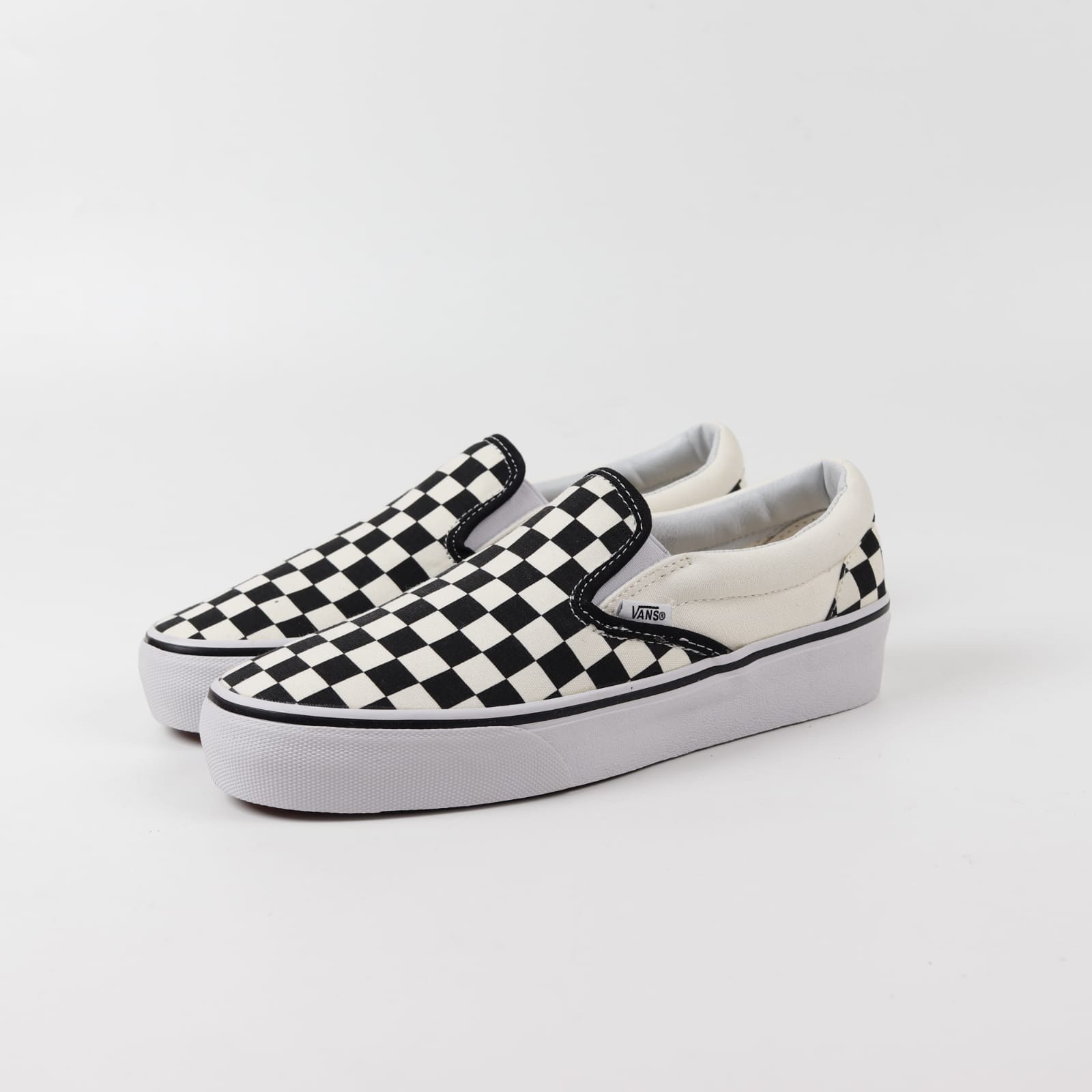checkered vans slip on platform