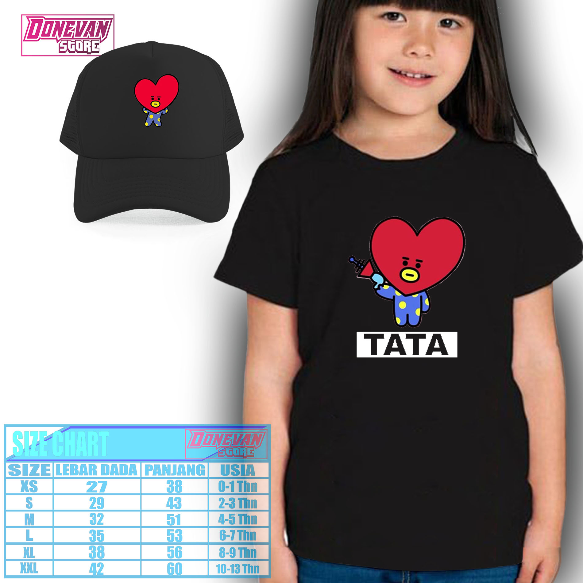 Baju Kaos Perempuan Bonus Topi Distro BAndung/ KOREAN KPOP Karakter