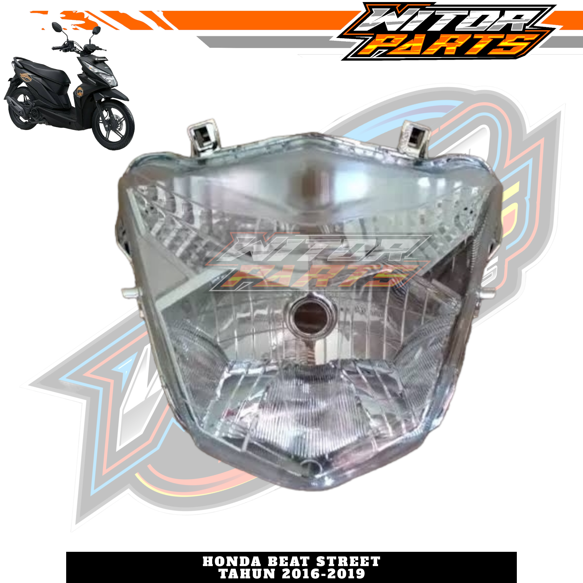 Reflektor Lampu Depan Honda Beat Street 2016 2017 2018 2019 Mika Kaca Lampu Depan Set